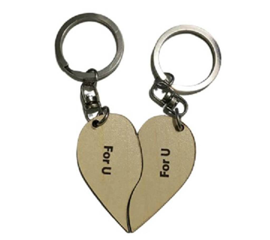 Wooden Valentine Couple Key Ring