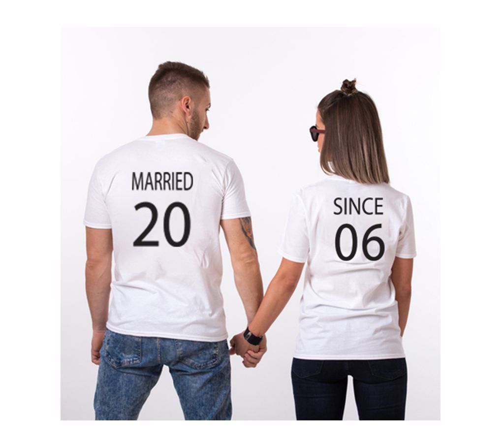 Married 20 06 Half Sleeve Cotton Couple T-Shirt