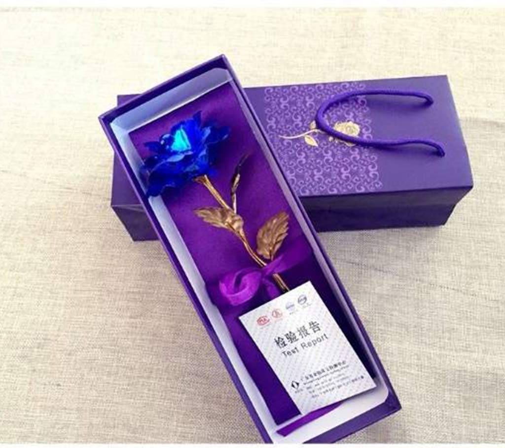 24 K GOLD PLATED ARTIFICIAL ROSE- blue  