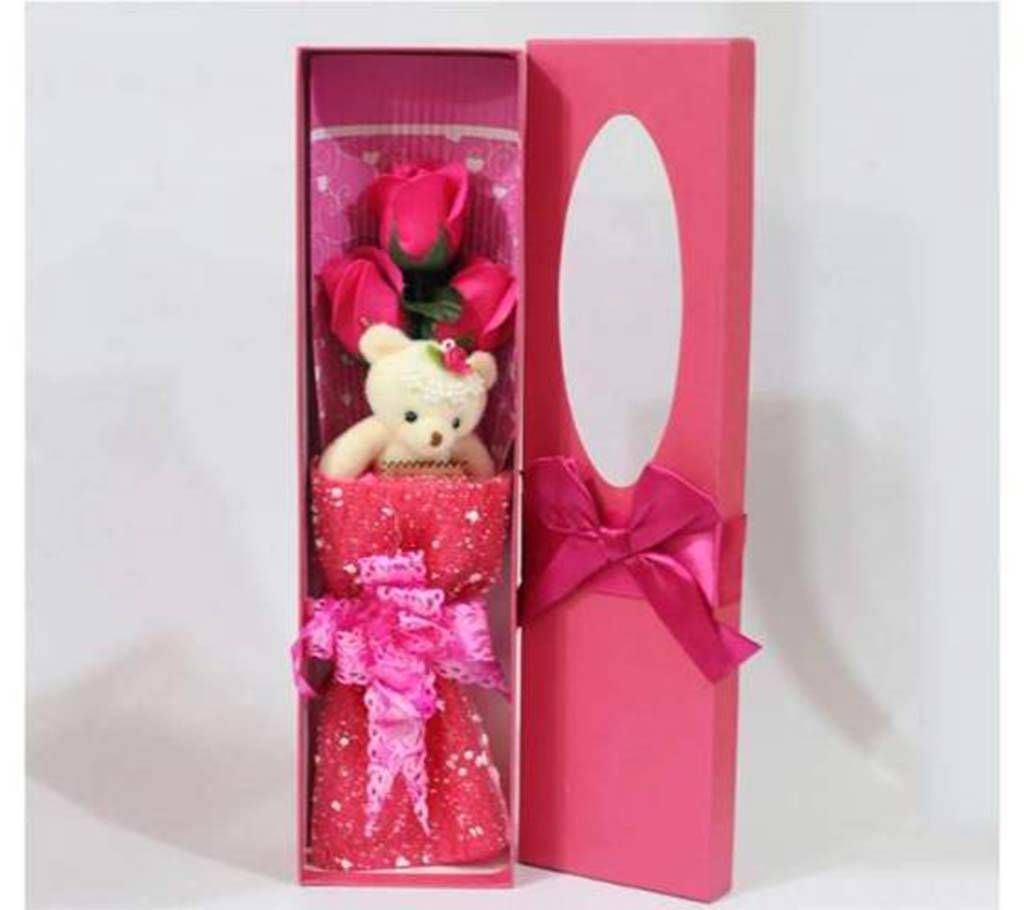 Cute Panda Doll and Flowers-Pink