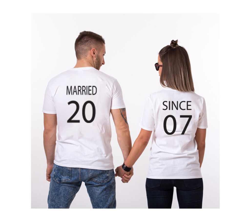 Married 20 07 Half Sleeve Cotton Couple T-Shirt