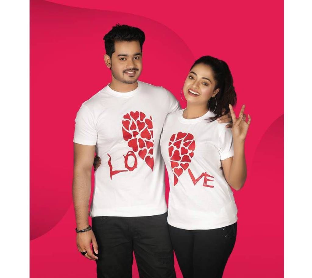 love couple t shirt white combo   -2pcs
