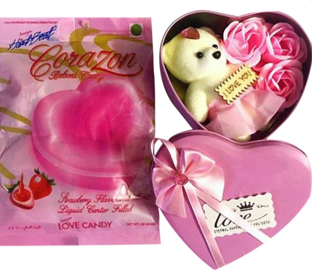 Valentines day gifts combo offer of heart beat beat love candy and heart shape love box gift box for her