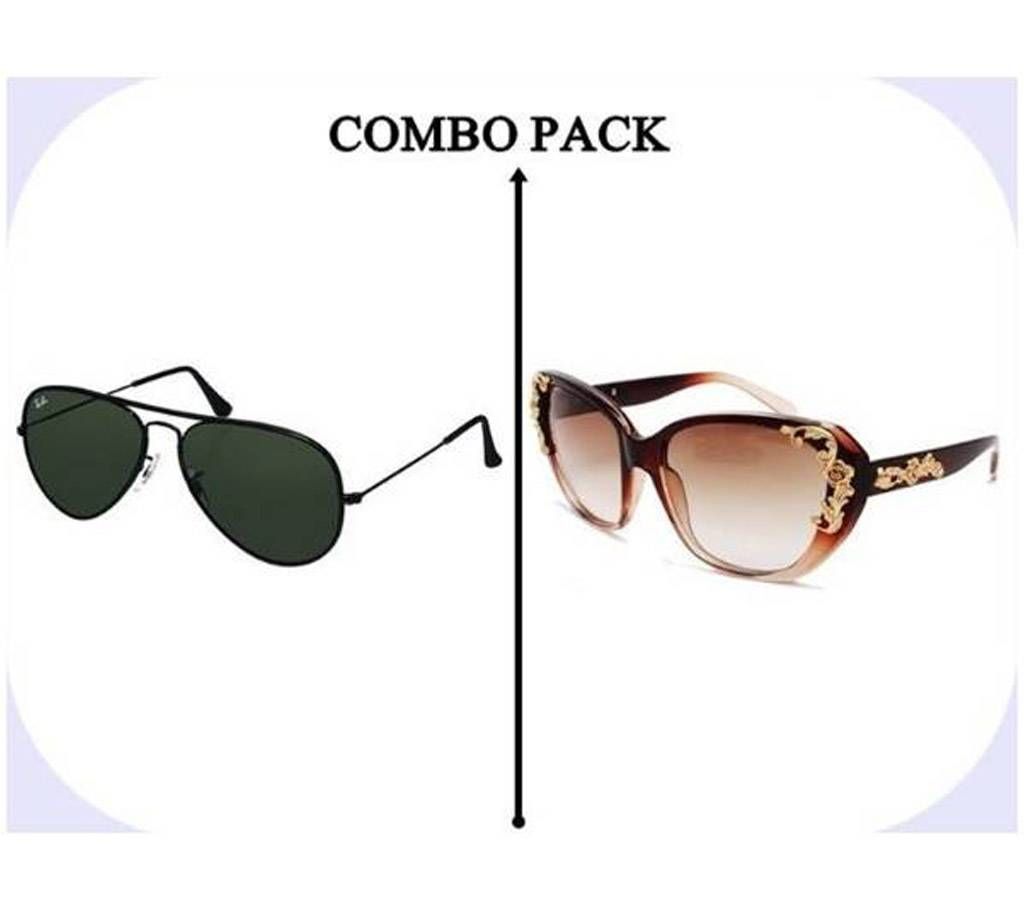 Combo of Ray-ban (copy) Sunglasses & Women Fashionable Sunglasses