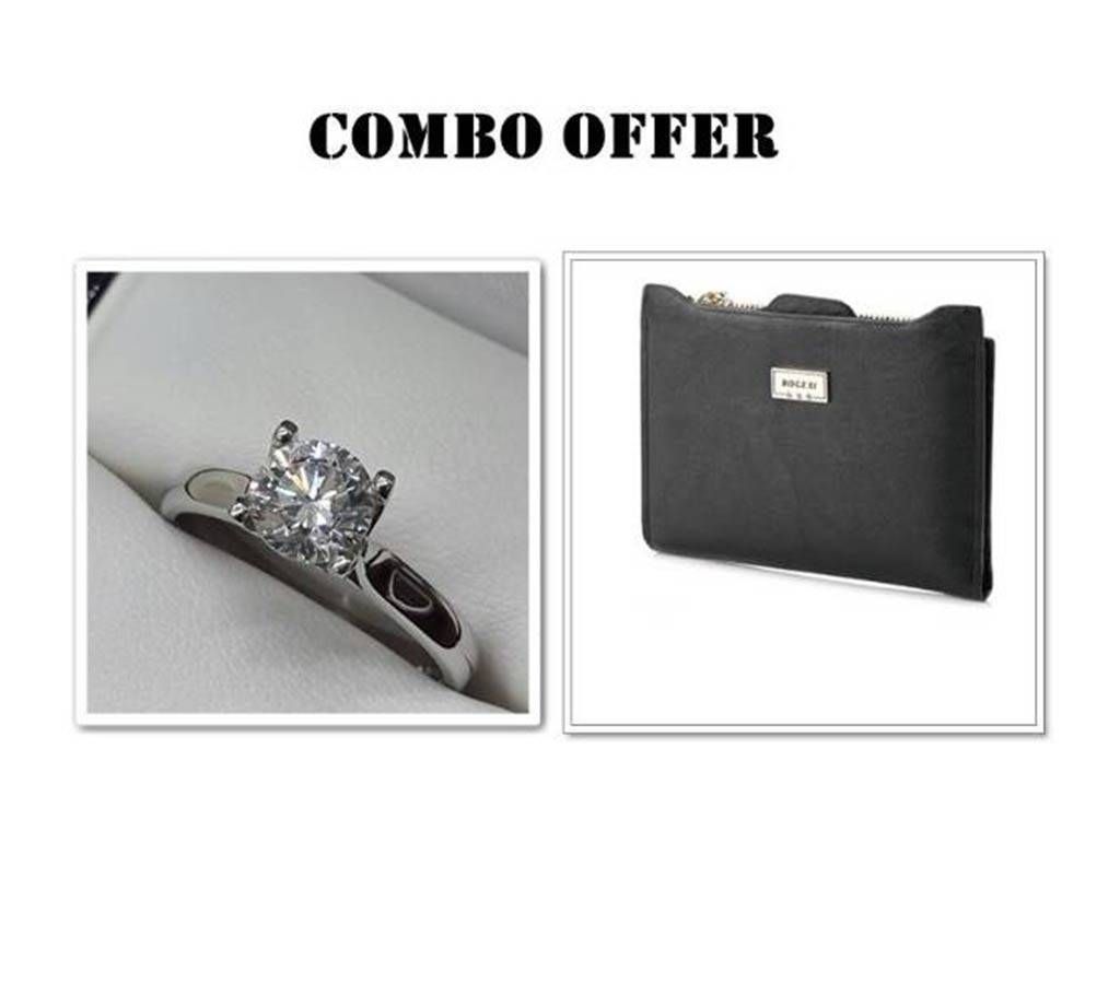 Combo offer Silver plated Finger Ring and Bogesi Wallet