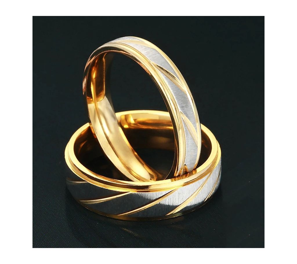 Women Men Gold-Color Stainless Steel Couple Ring