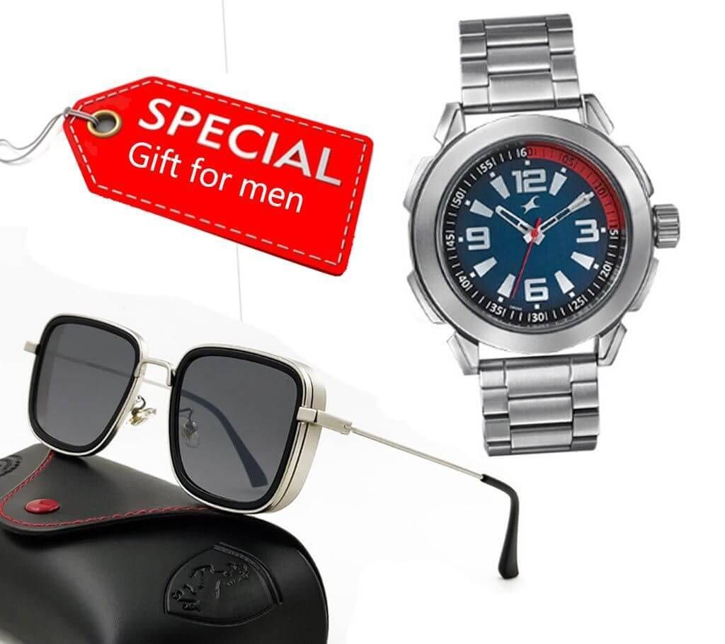 Analog Wrist Watch + Sunglasses 