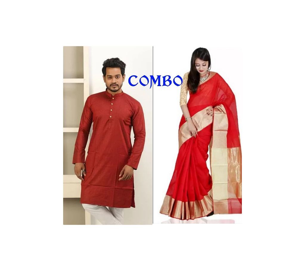Half Silk Saree - Panjabi Combo  offer