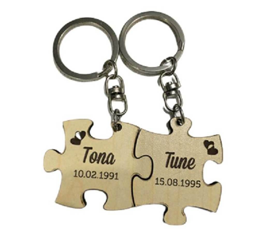 Wooden Valentine Day Couple Keyring