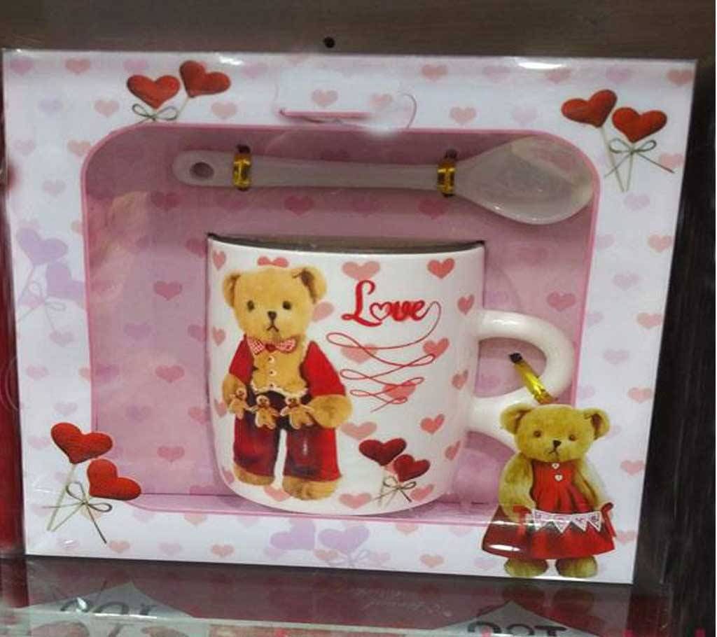 Love Design Ceramic Mug with Spoon