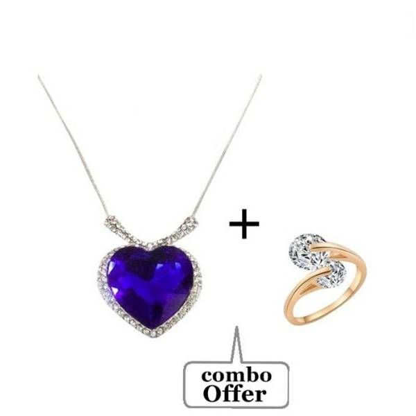 Combo of Titanic Heart Shaped Necklace And Finger Ring