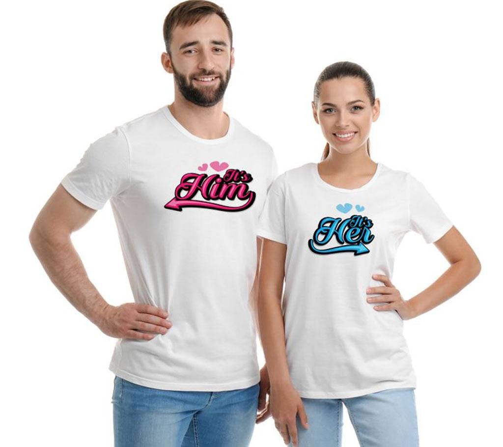HIM-HER Valentine Short Sleeve Cotton Couple T-Shirt