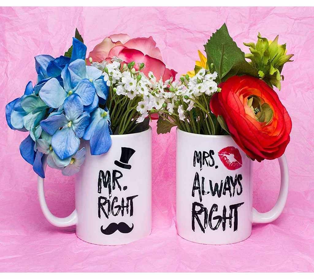 Mr. Right & Mrs. Always Right Coffee Mug Gift for Couples