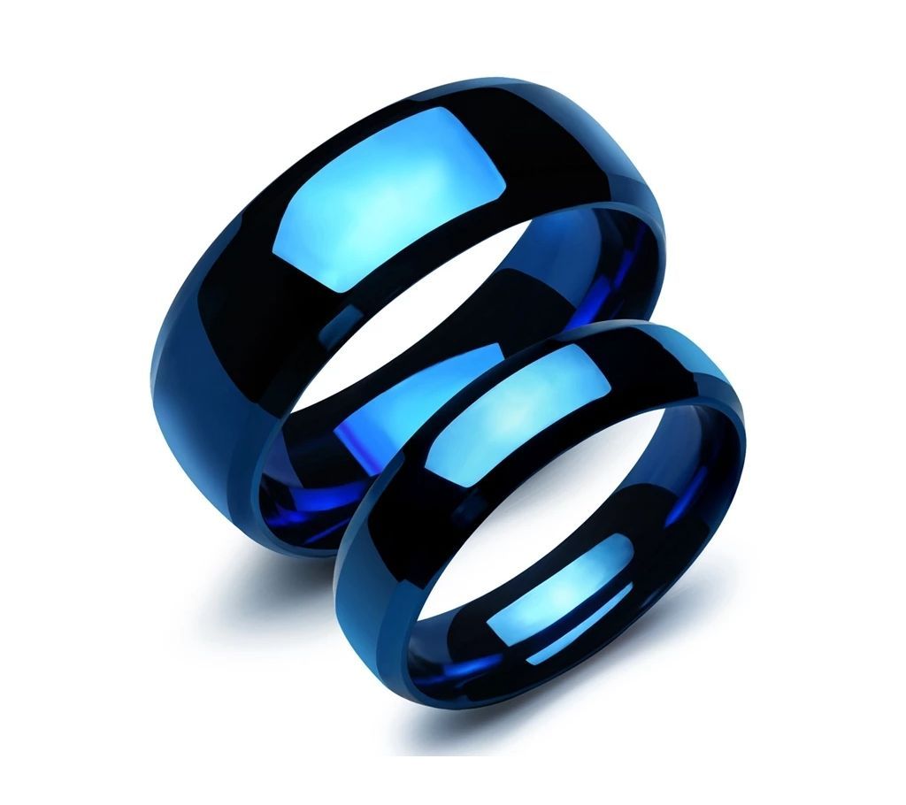 AENINE Stainless Steel Blue Color Couple Ring Jewelry For Men  Women