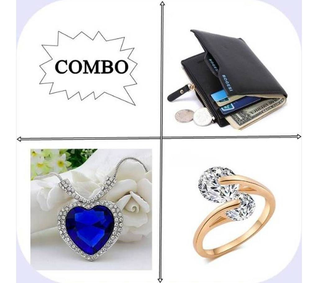 Menz Leather Wallet+ladies Finger Ring+Pendant