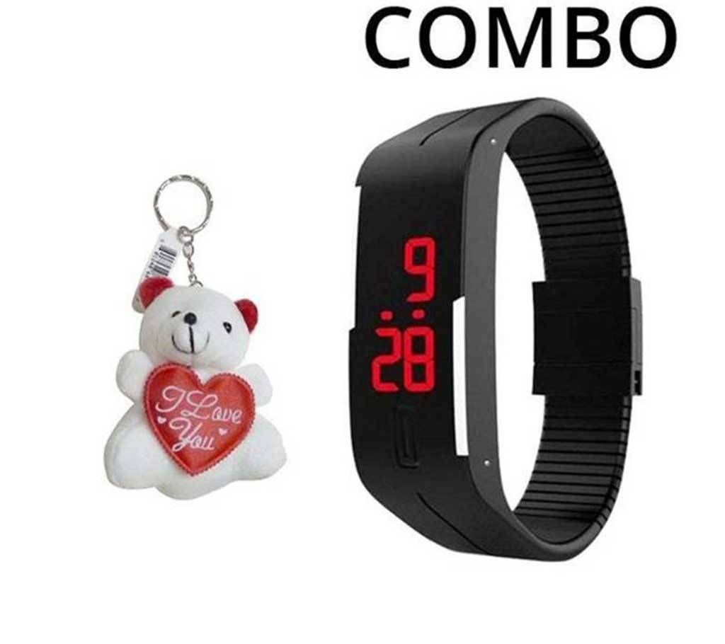 Combo of Key Ring and LED Watch for Men