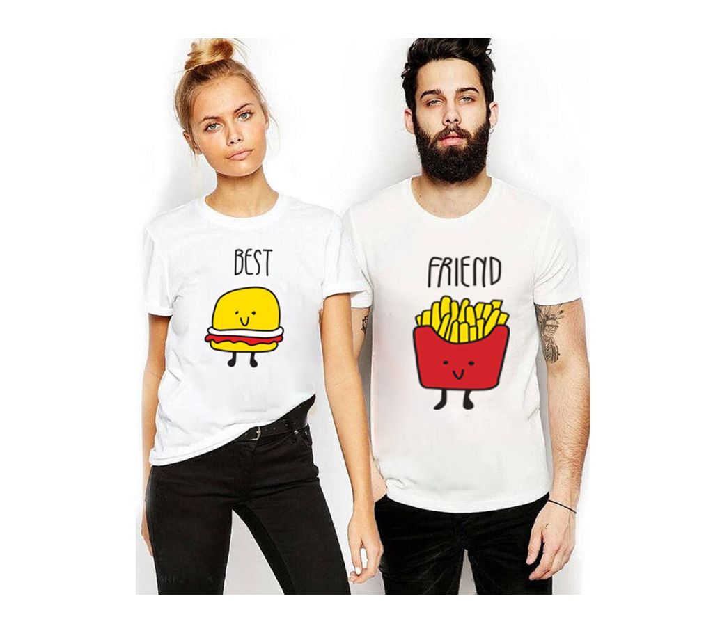Best Friend Half Sleeve Cotton Couple T-Shirt