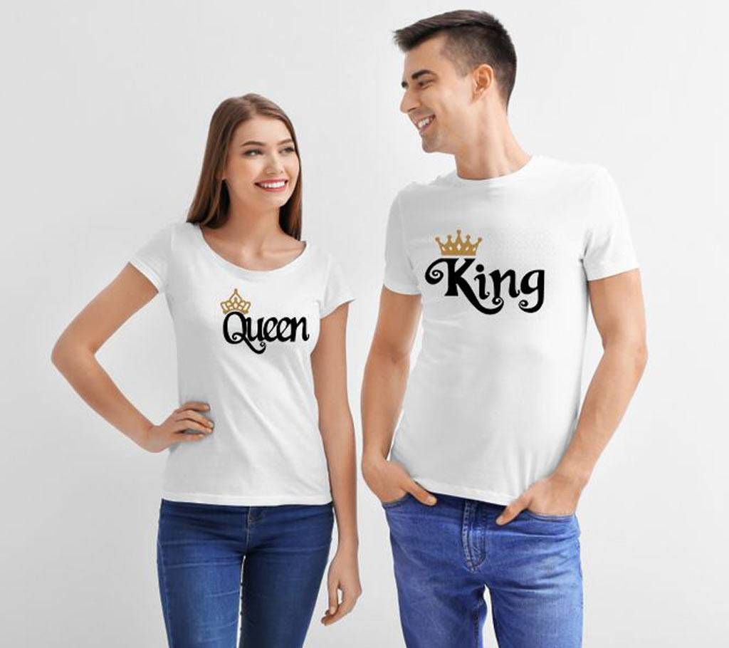 KING-QUEEN Valentine Short Sleeve Cotton Couple T-Shirt