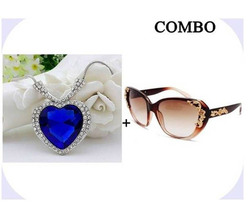 Combo of Titanic Heart Shaped Pendant & Women Fashionable Sunglasses