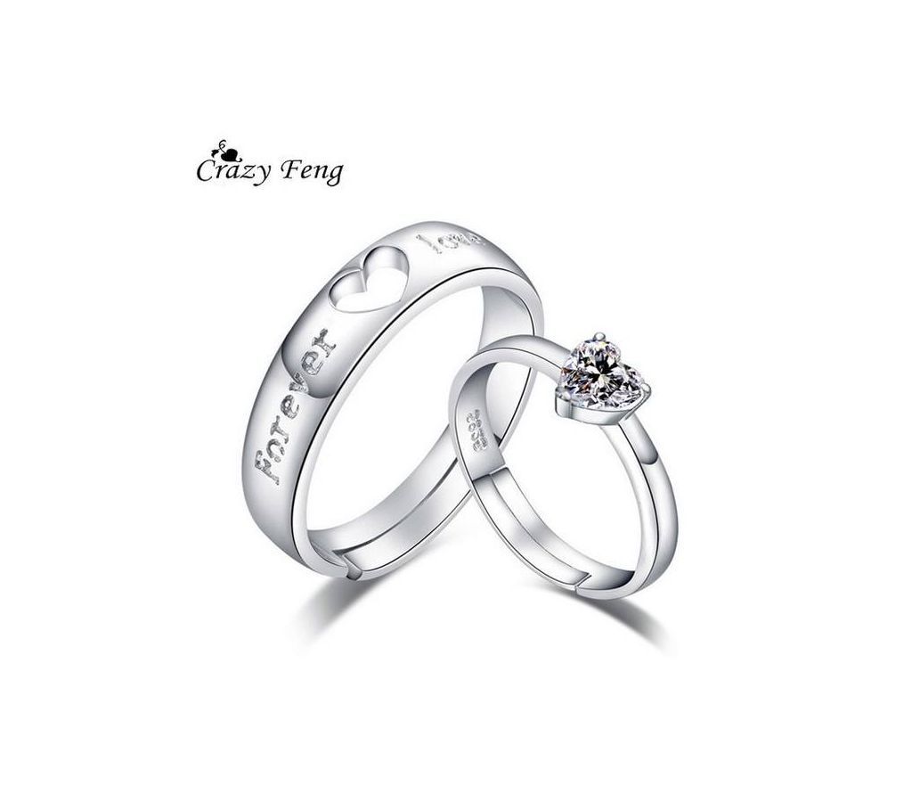 Forever Love Wedding Engagement Rings For Valentines Day Gift Women Men Heart Shape CZ Couple Rings Jewelry