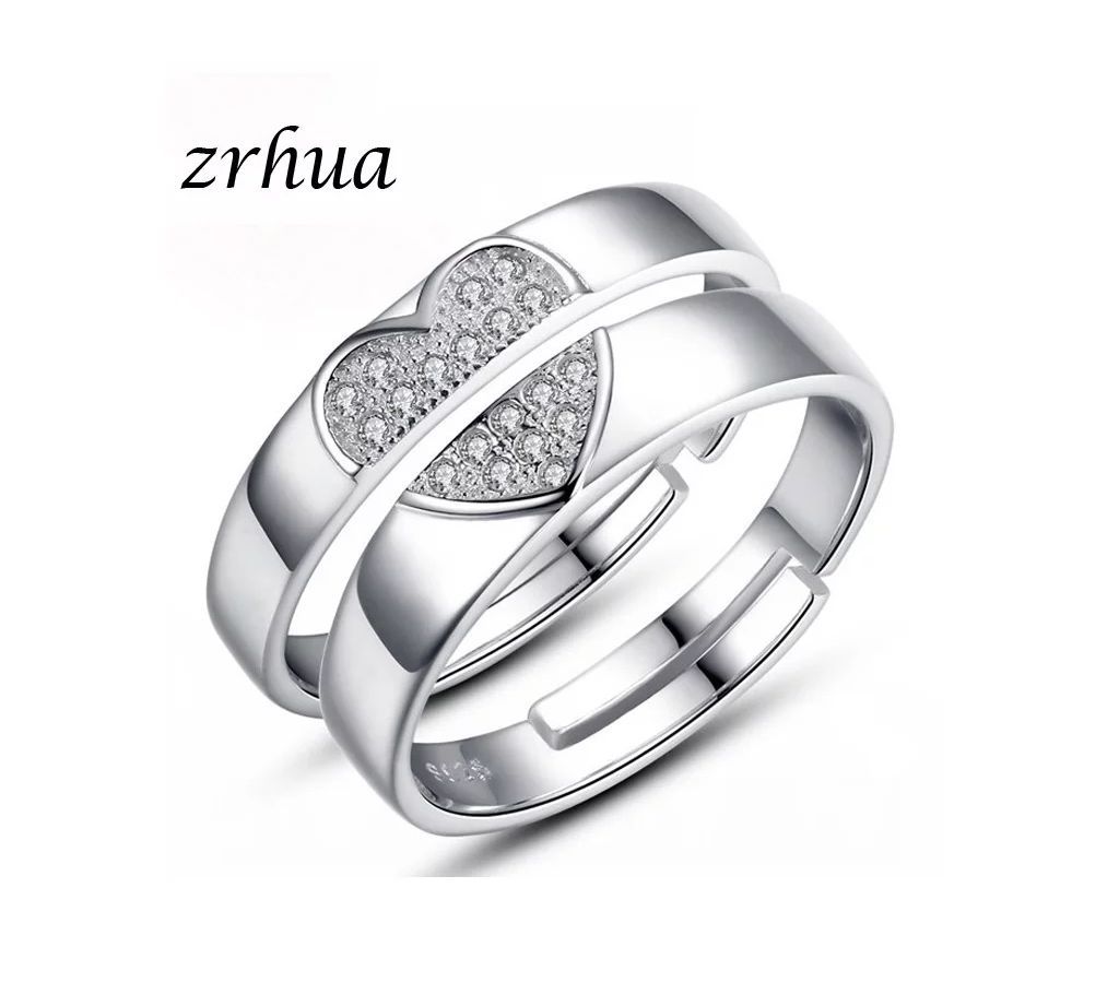Heart Shape Two Style CZ Couple Rings Lovers
