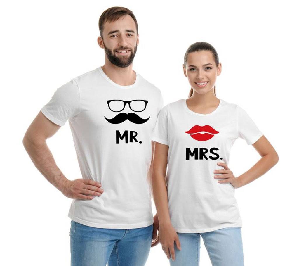 MR-MRS Valentine Short Sleeve Cotton Couple T-Shirt