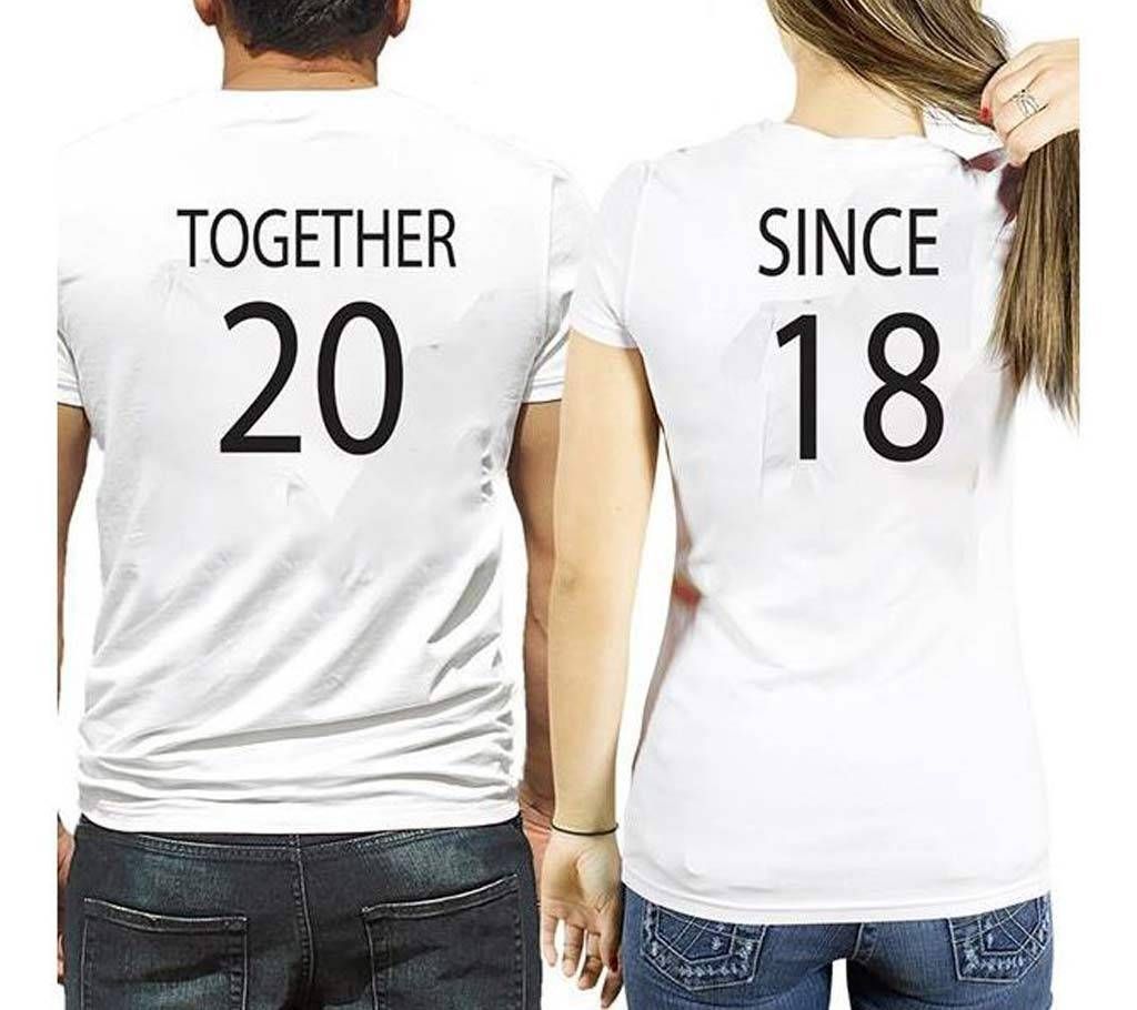 Together Since 2018 Round Neck Couple T Shirt