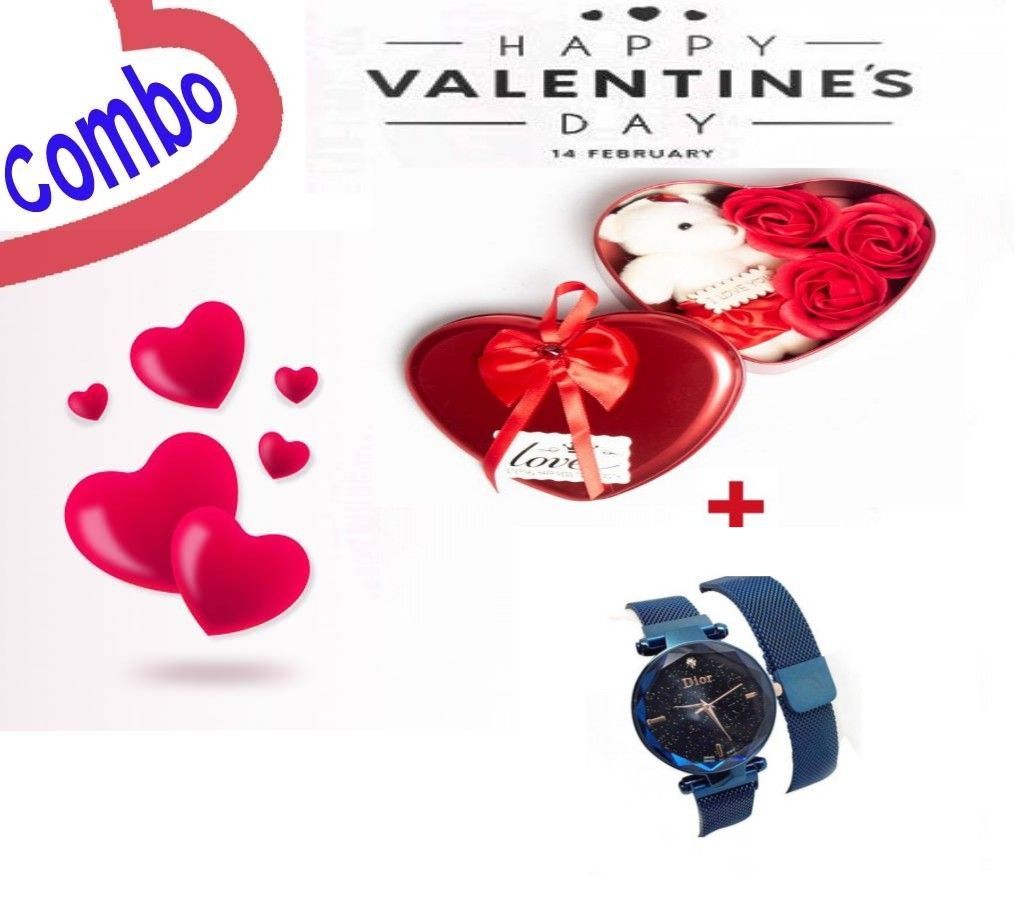 Ladies magnetic watch and sweet love gift box for valentine combo offer  