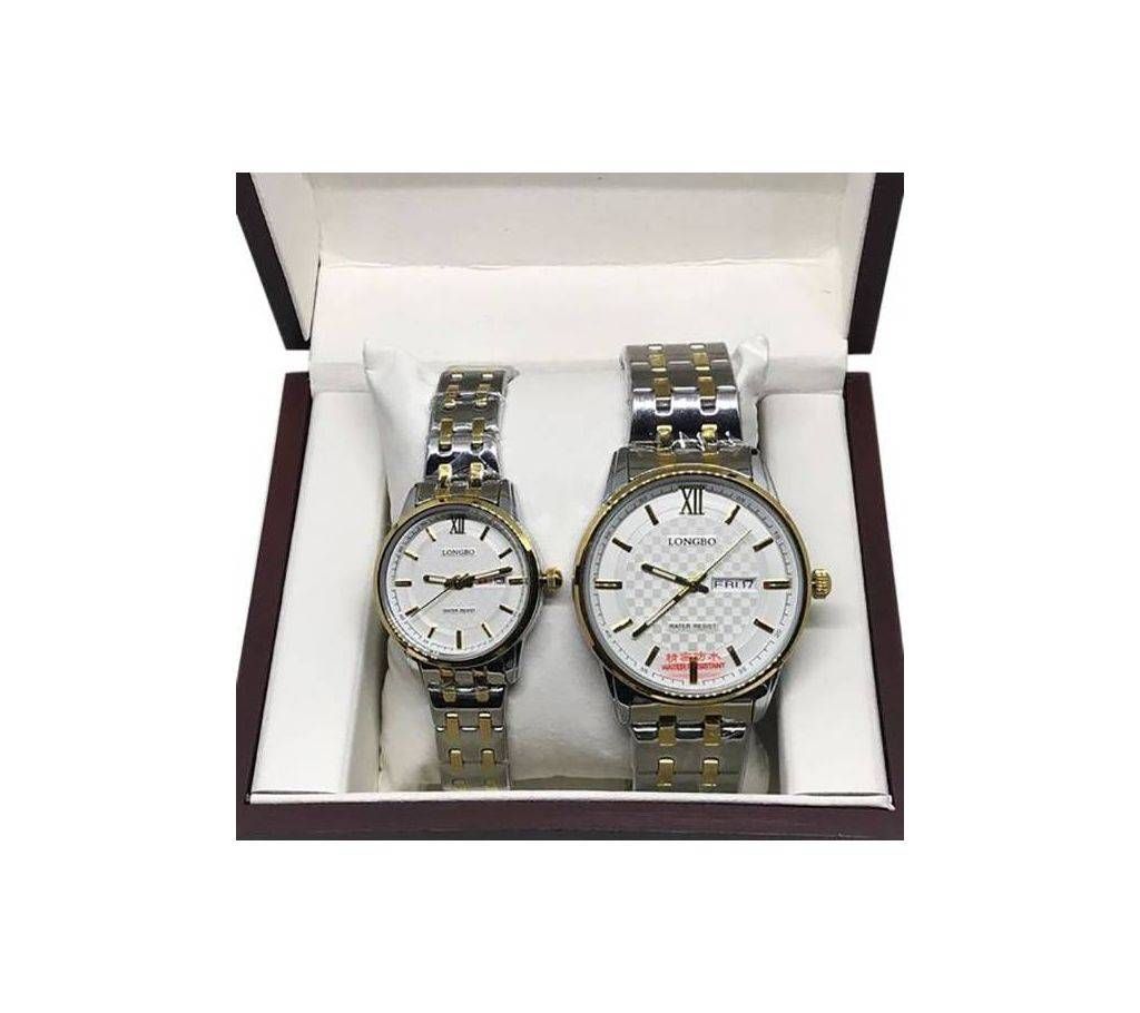 Longbo 1026 - Stainless Steel Recept Watch Couple Offer