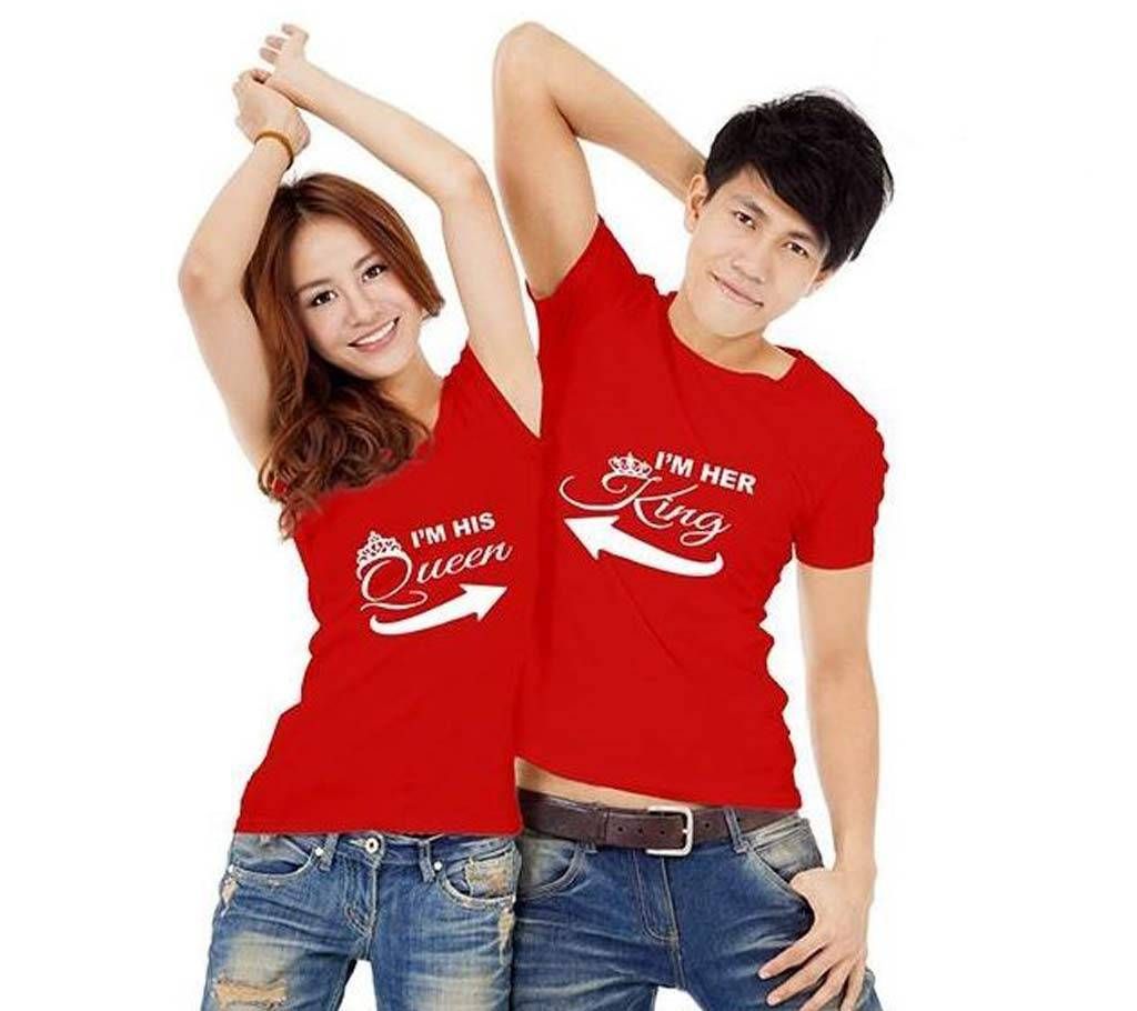 King Queen Round Neck Couple T Shirt