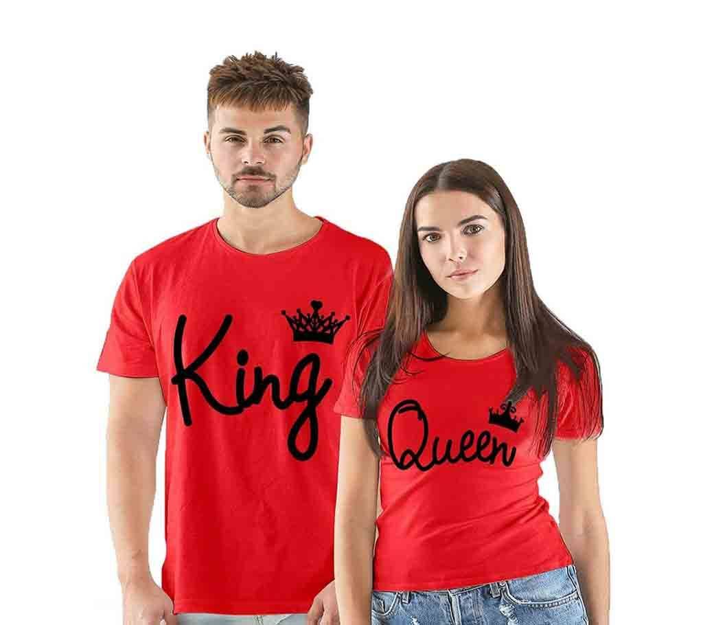 Half Sleeve Cotton Couple T-Shirt Combo Offer 