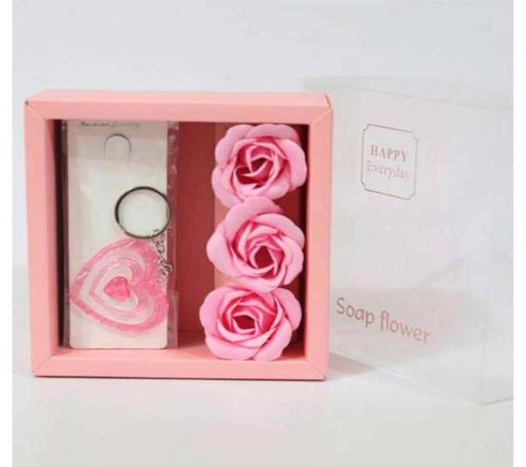 Soap Flower and Key Ring-Pink