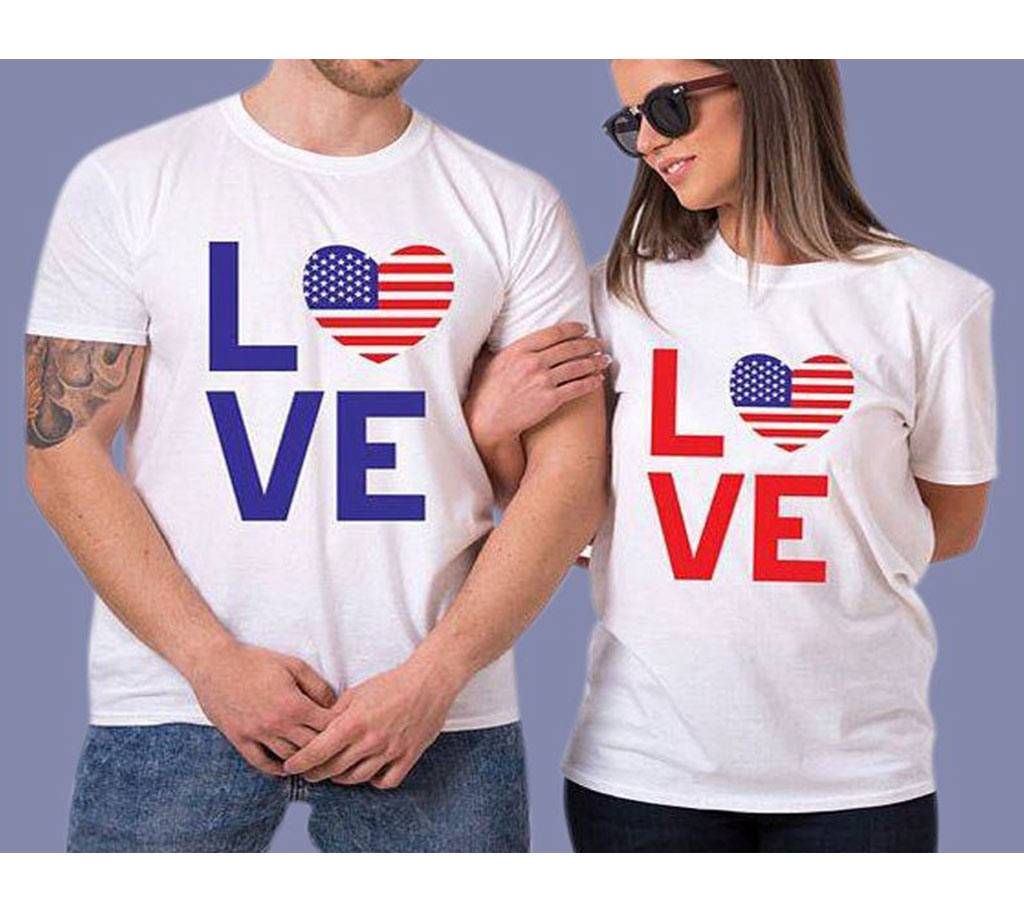 Valentine Half Sleeve Cotton Couples T-Shirt