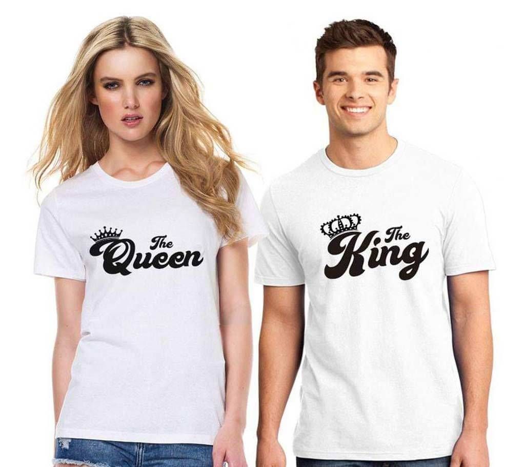 Half Sleeve Cotton Couple T Shirt For Valentine's Day 