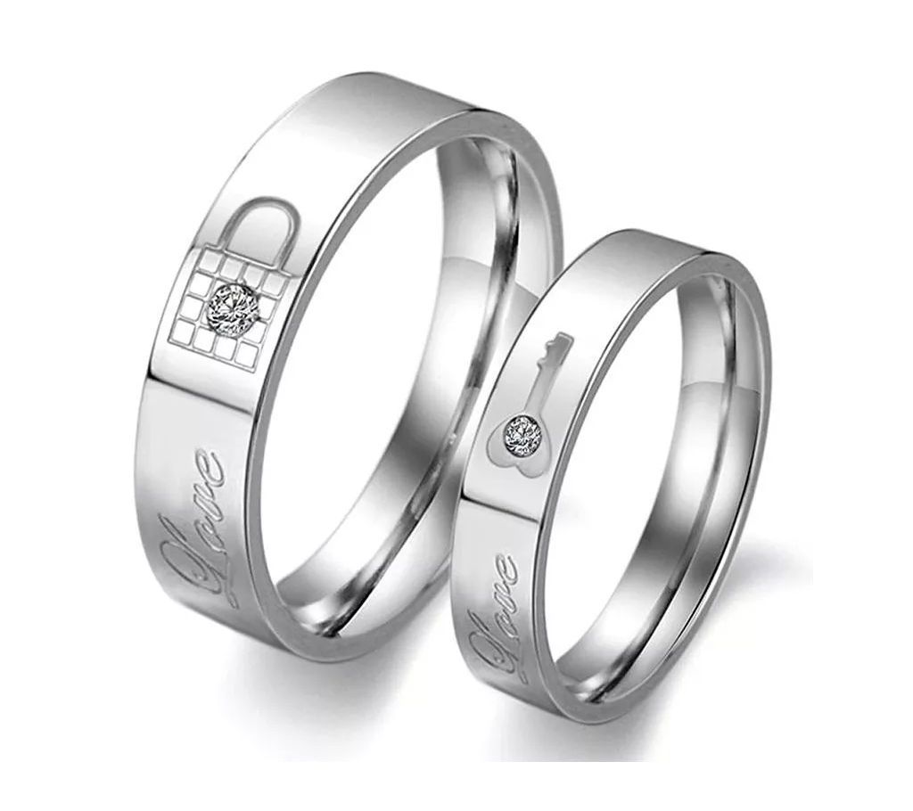 Stainless Steel Couple Rings Korean Jewelry, lock and key his and hers promise ring Crystals Promise