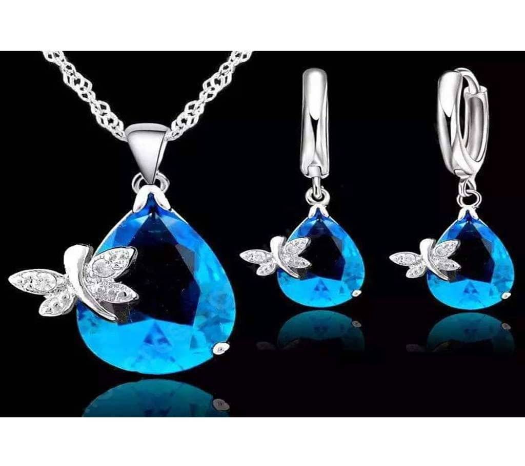 Valentines লকেট + চেইন + কানের দুল ফুল সেট for Loved One