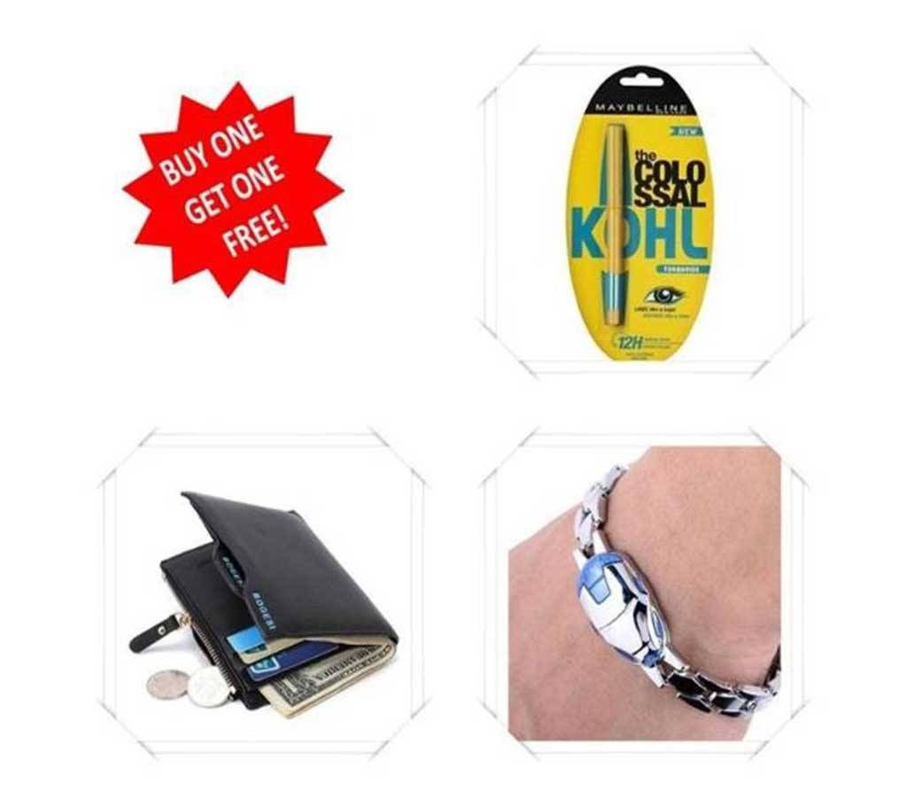 Ironman Mask Bracelet- Bogesi wallet-Colossal Kajal Combo Offer