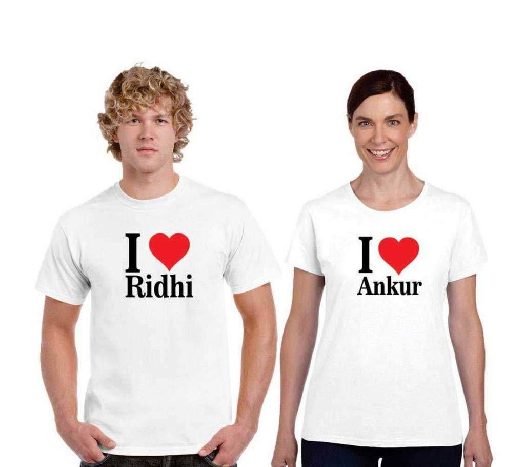 Half sleeve Cotton Couple T Shirt For Valentines's Day 
