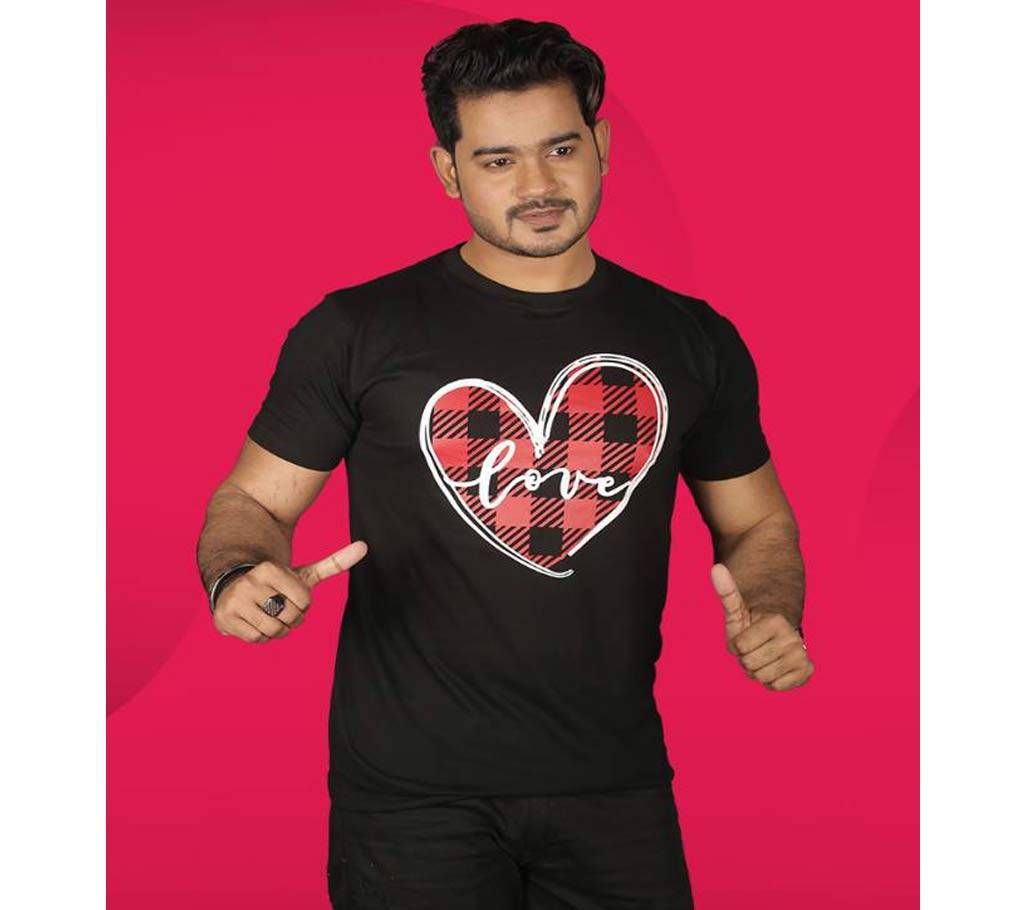 Love Valentine's T-Shirt for Men-Black and Red  