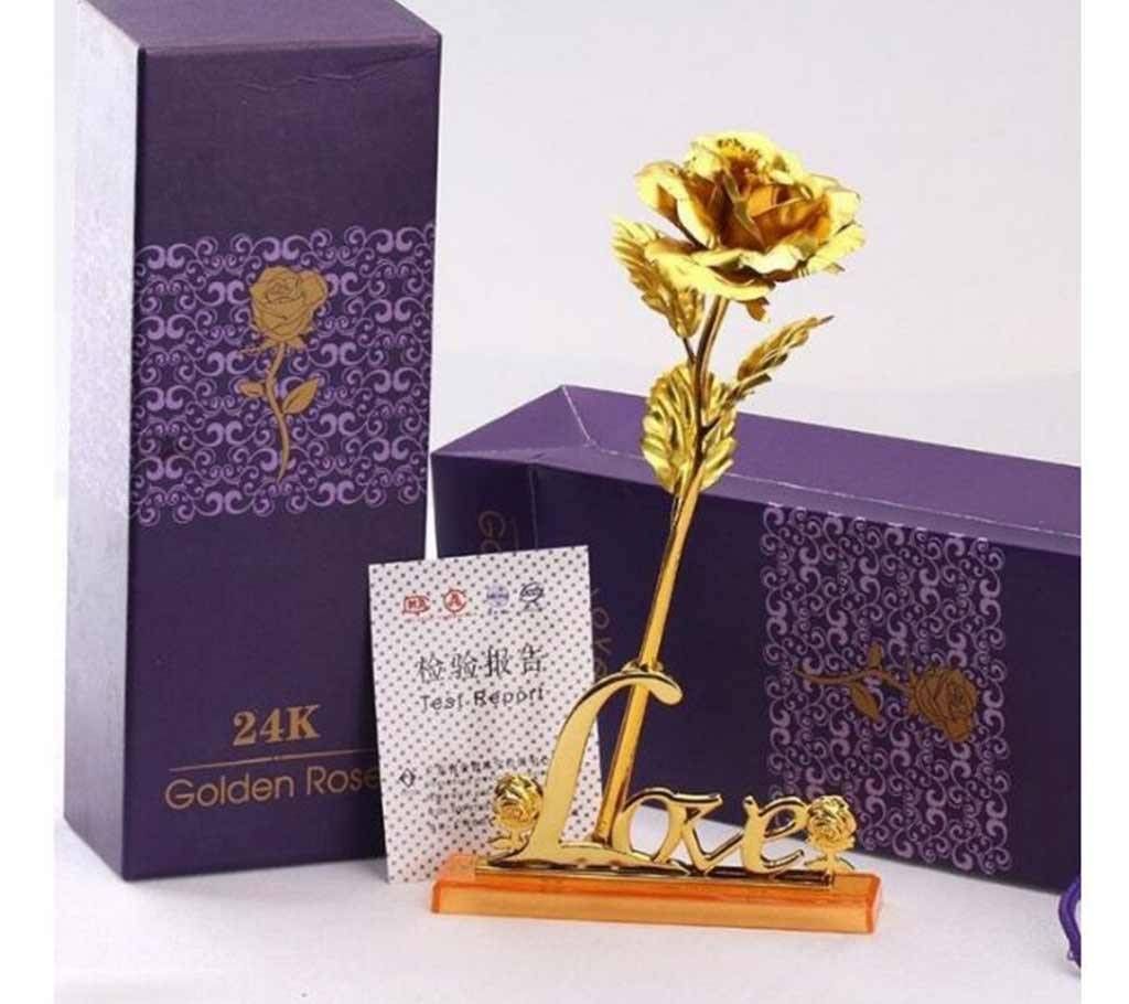 24 K Gold Plated Foil Rose for Valentine Day Gift with Love Base