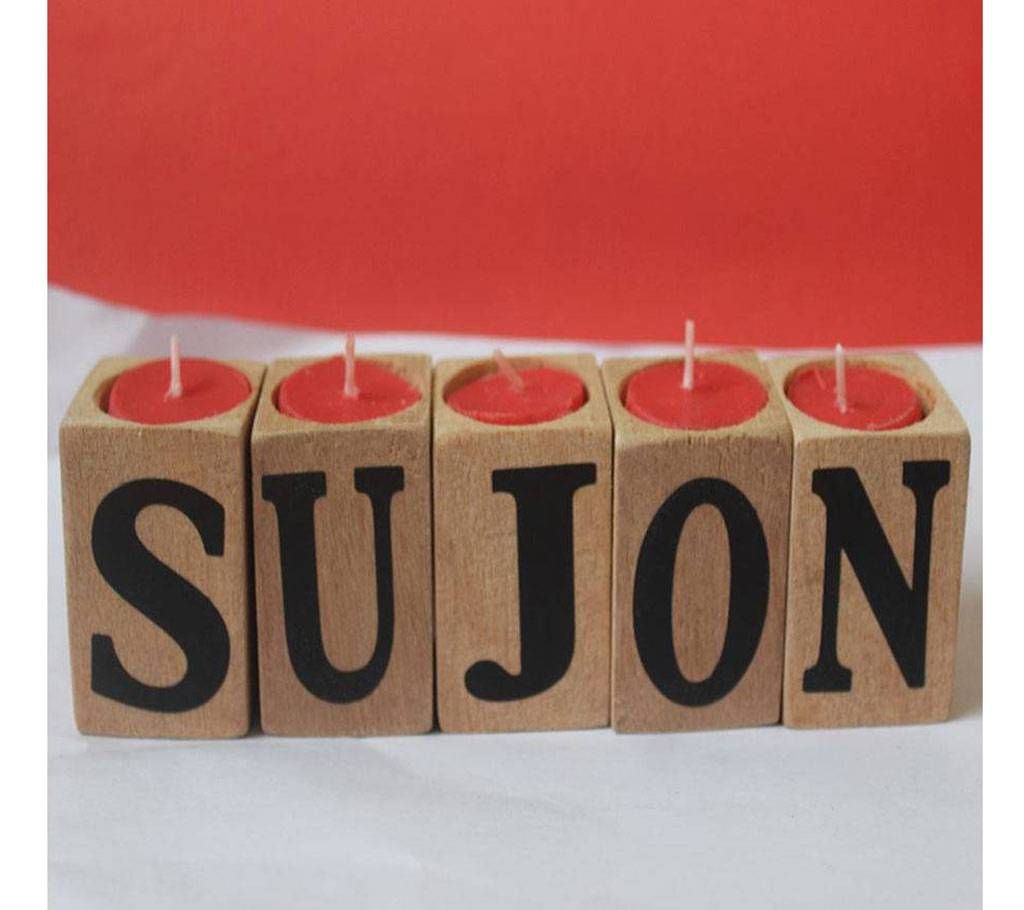 customized valentine wood light candle