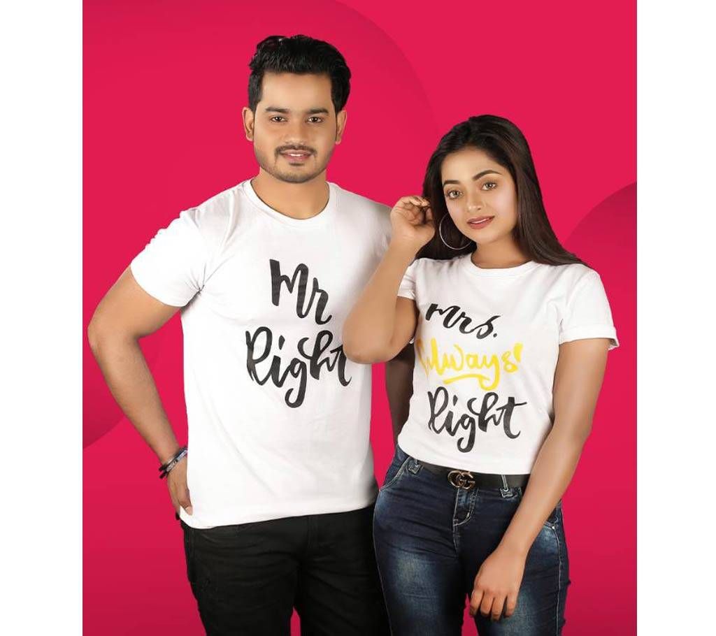mr right and mrs right Couple T-Shirt Combo-2pcs 