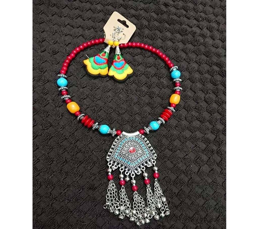 multi Color Necklace with Earrings 