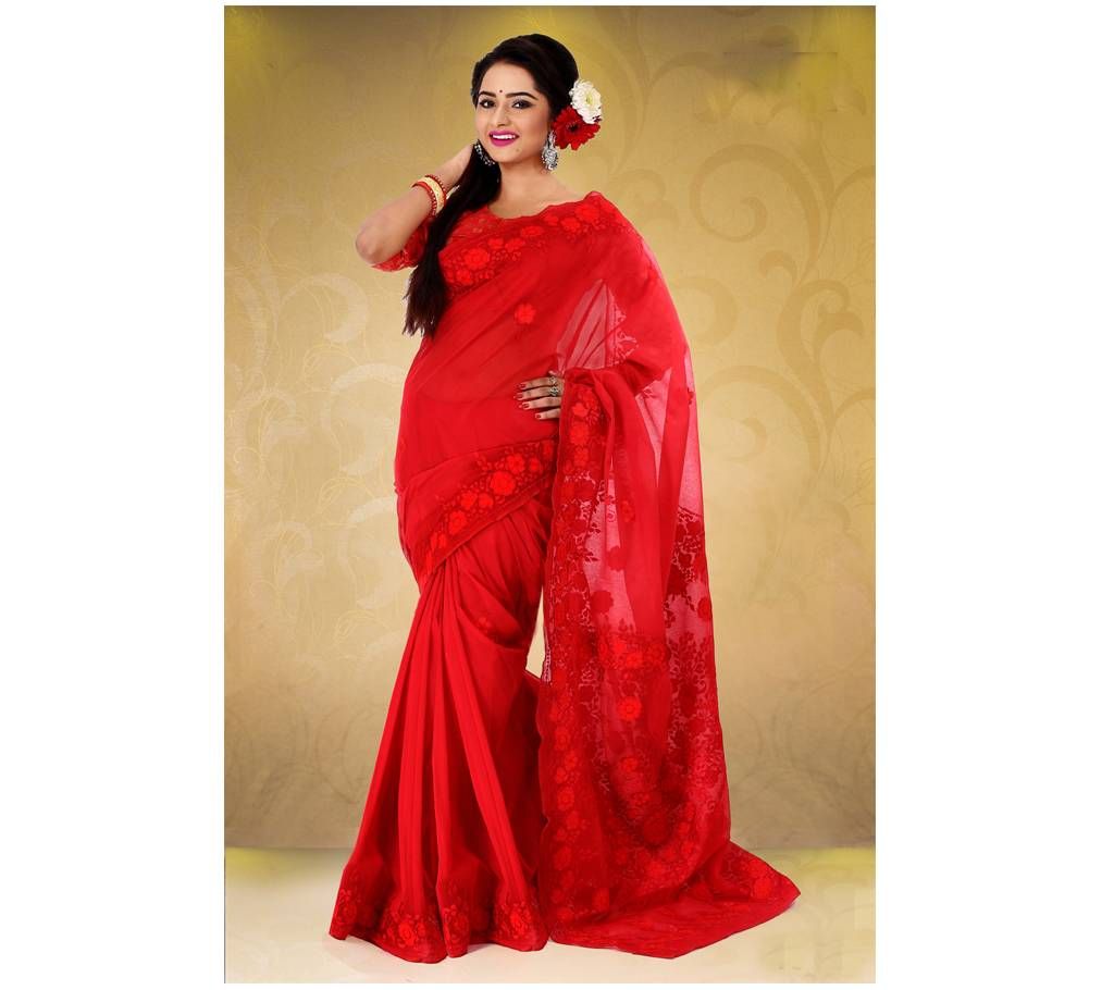 pure red moslin silk