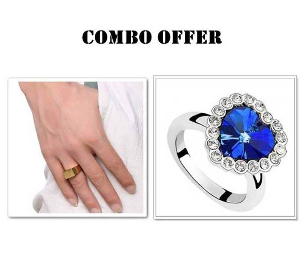 Combo Man's Finger Ring & Titanic Heart Shaped Finger Ring
