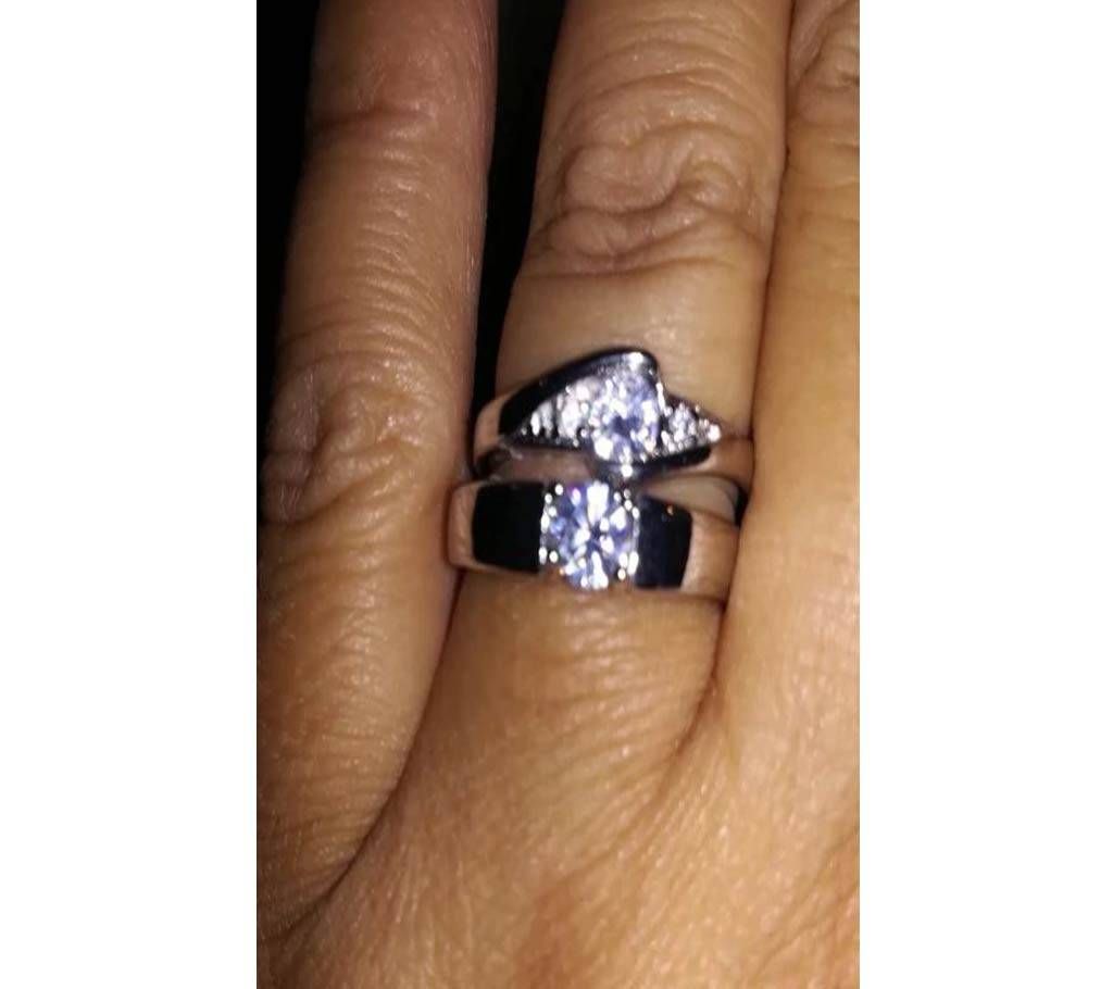 925 Silver Colour Couple Finger Ring