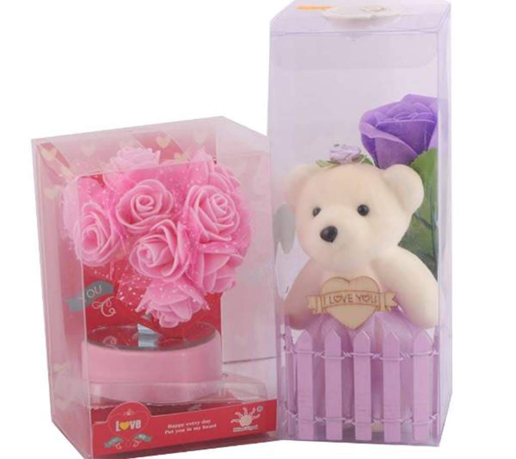Lighting Flowers-Teddy Bear Valentine Combo