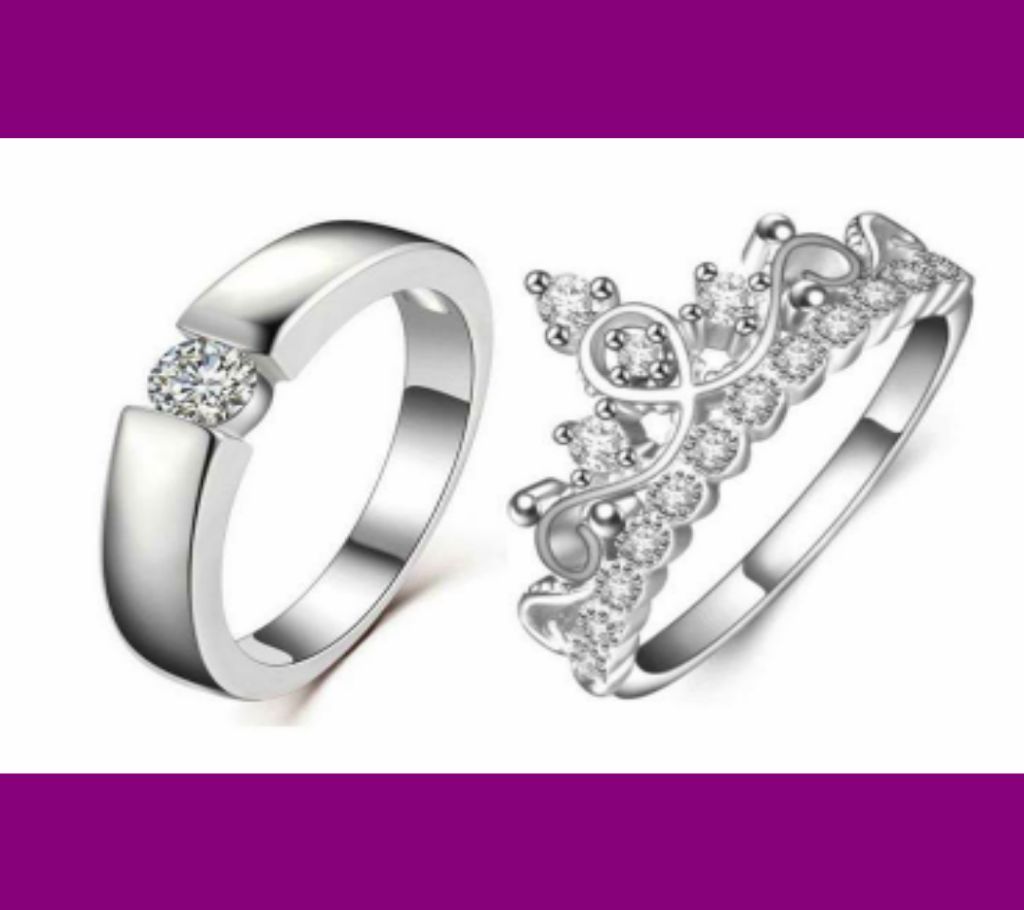 Silver Exclusive Crown Couple Ring