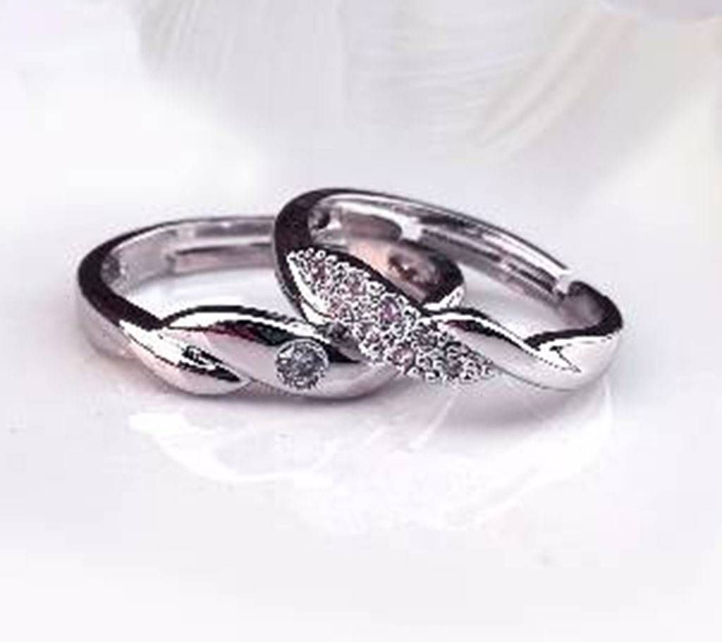 Couple heart shaped stone setting finger ring