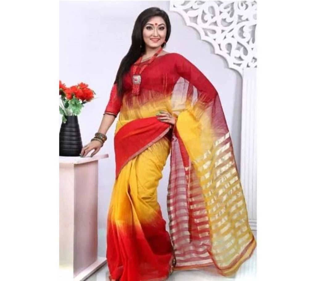 Red and Yellow Silk Saree for Women